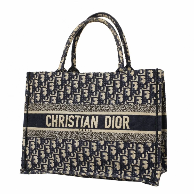 Christian Dior Tote Bag Trotter Book Canvas Navy Women's