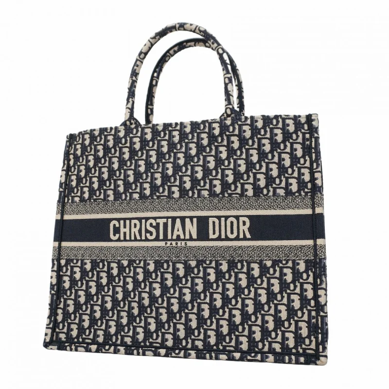 Christian Dior Tote Bag Trotter Book Canvas Navy Women's