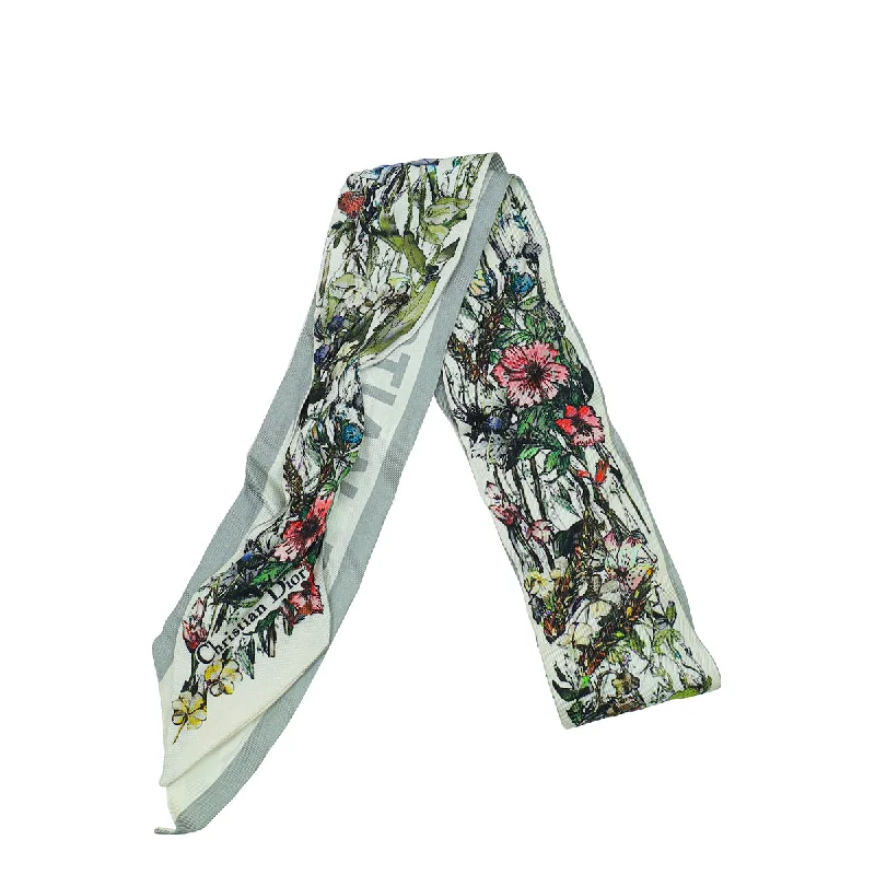 Christian Dior White Multicolor Mille Fleurs Mitzah Scarf