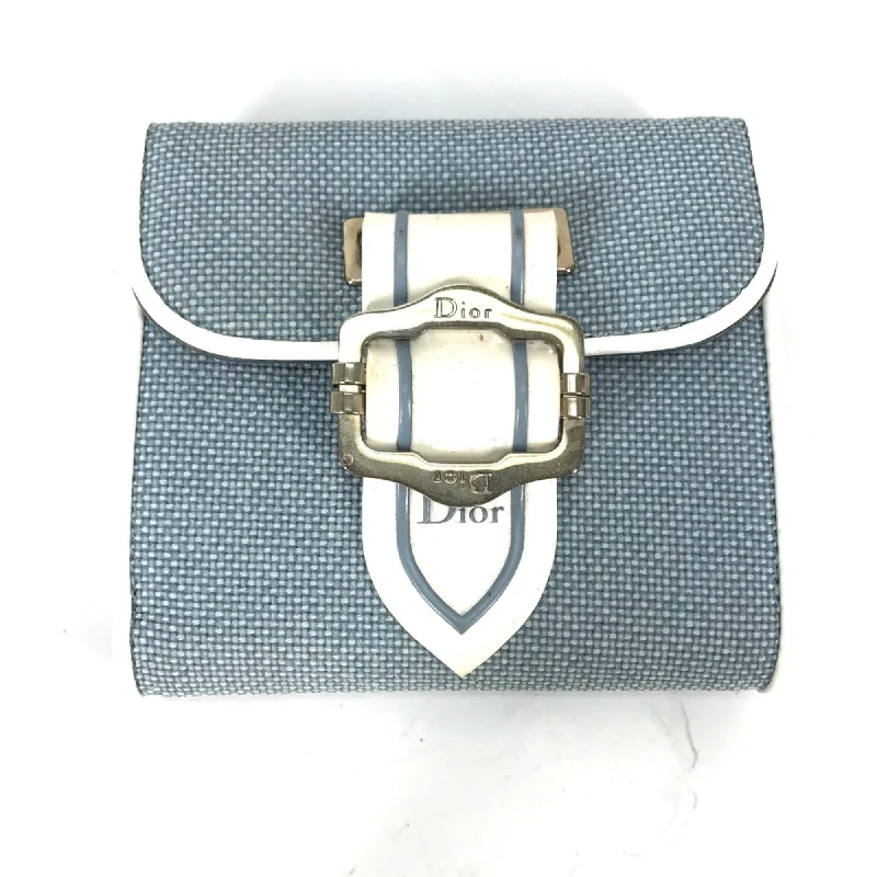 CHRISTIAN DIOR Bicolor logo Compact wallet Folded wallet blue