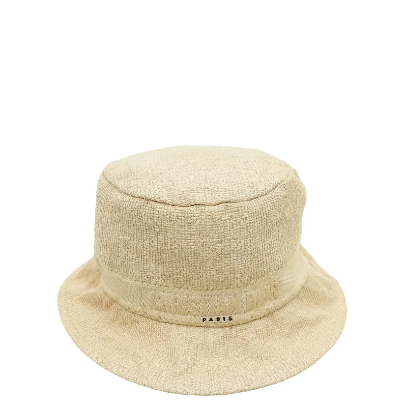 Christian Dior Beige Logo Embroidered Cotton Bucket Hat