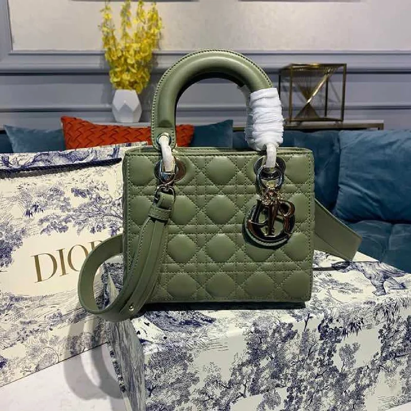 Christian Dior Small Lady Bag Ultramatte Cannage Olive Green