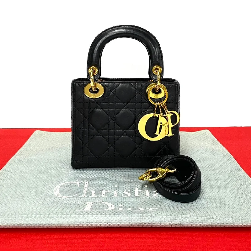 Dior Lady Dior Leather Shoulder Bag Black