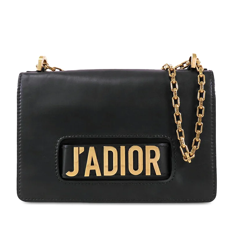 Black Dior Leather JAdior Chain Flap Shoulder Bag