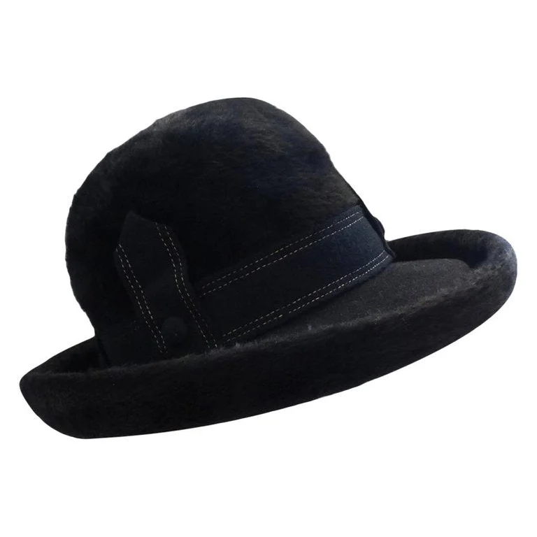 1960s Christian Dior Black Felt Derby Hat