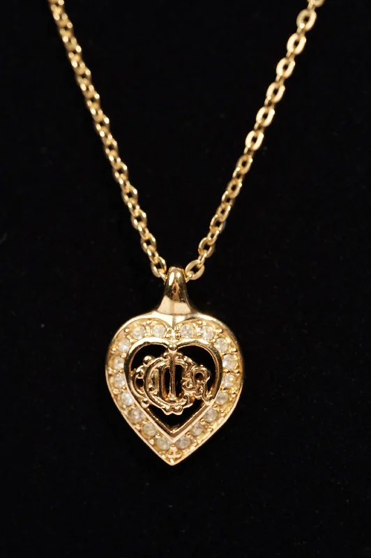 Christian Dior Womens Heart Pendant Necklace Gold