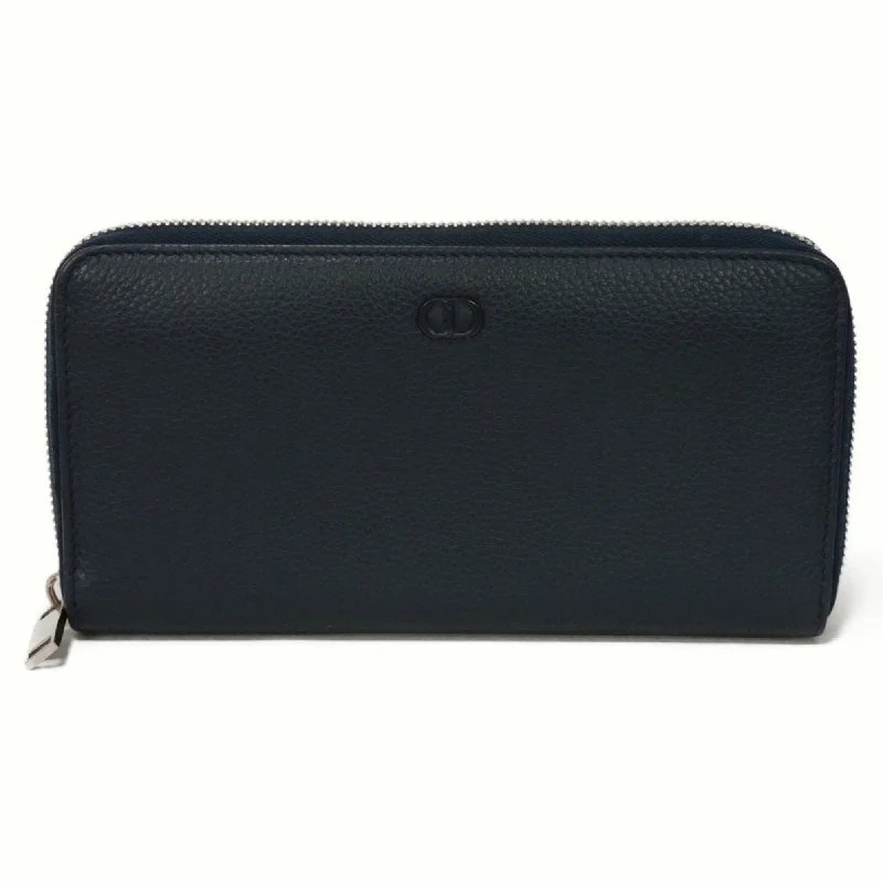 Christian Dior Dior Long Wallet CD ICON Icon Calfskin Navy Round Blue Denim 2ESBC252CDI_H10B Men's