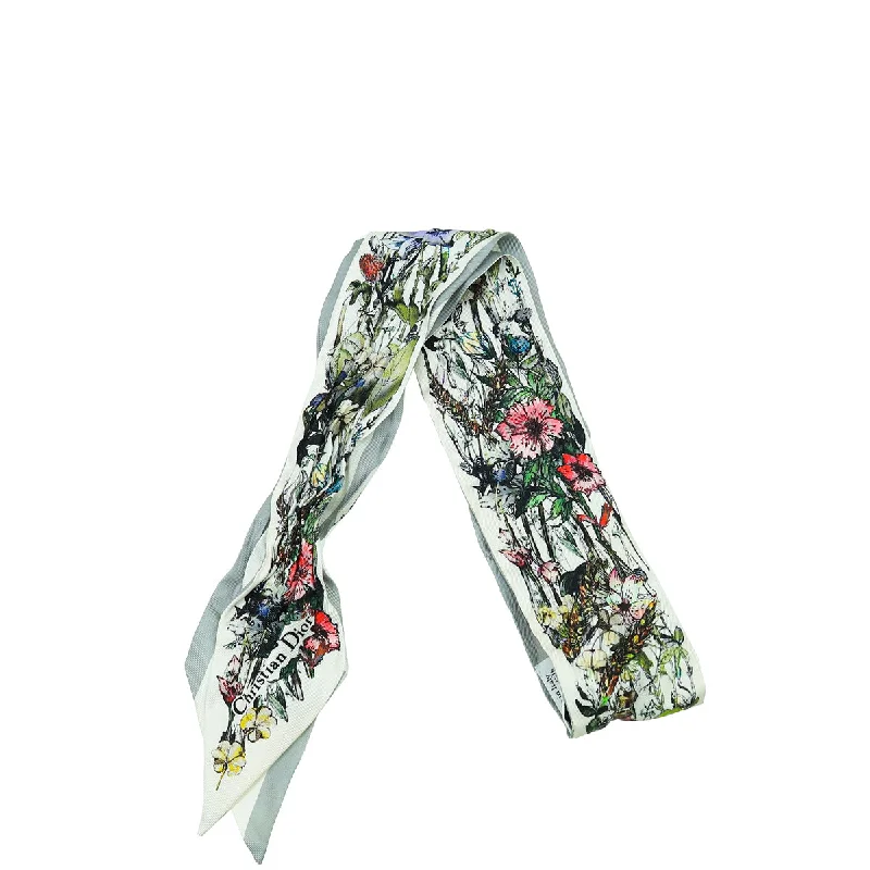 Christian Dior White Multicolor Mille Fleurs Mitzah Scarf