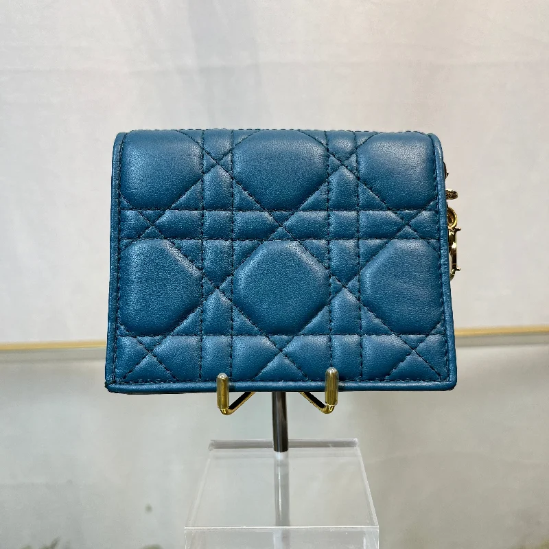 Dior Mini Lady Dior Gardenia Deep Ocean Wallet