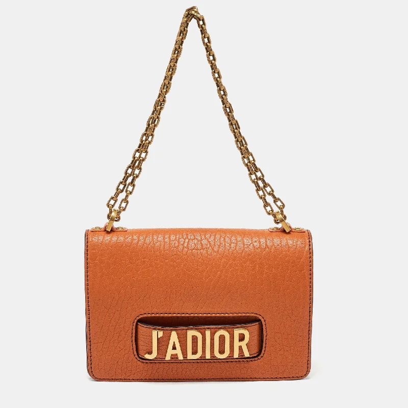 Dior Orange Leather J'adior Chain Flap Bag