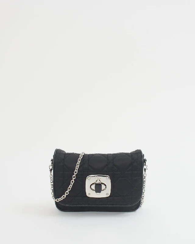 Dior Black Satin Cannage Crossbody Bag