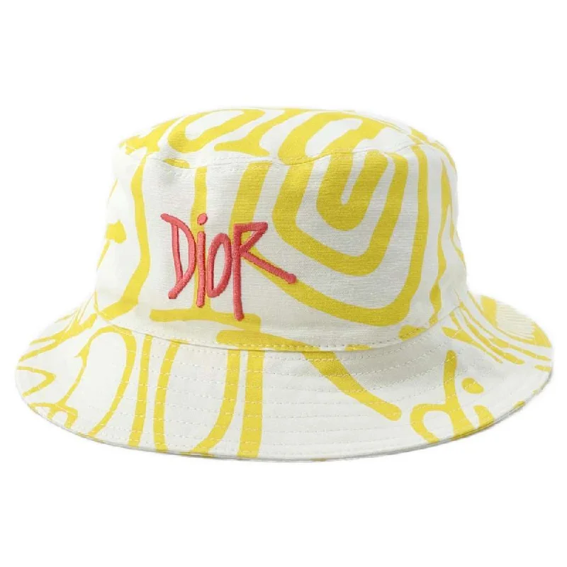 Dior Hat Shawn Stussy Collaboration Size L Yellow/White 033C906A4949 Cotton 100%