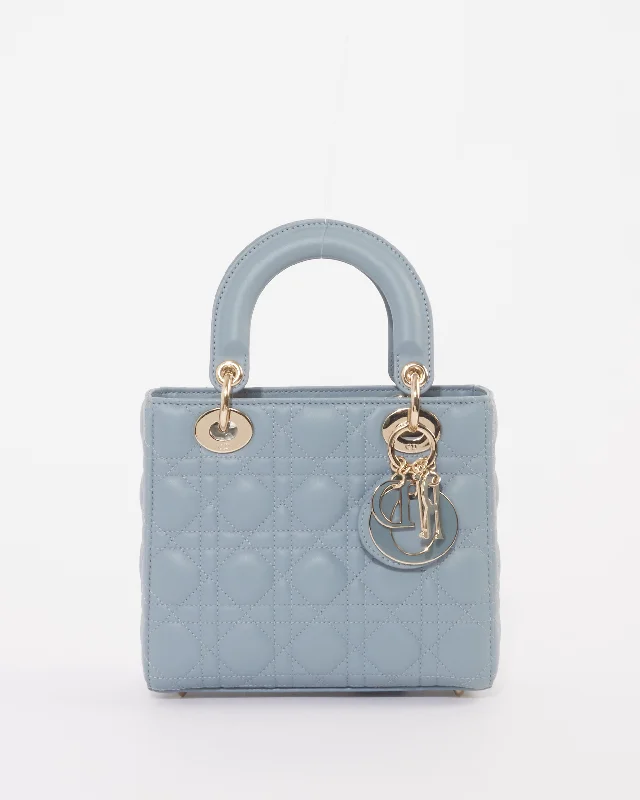 Dior Slate Blue Cannage Lambskin Leather Small Lady Dior Bag