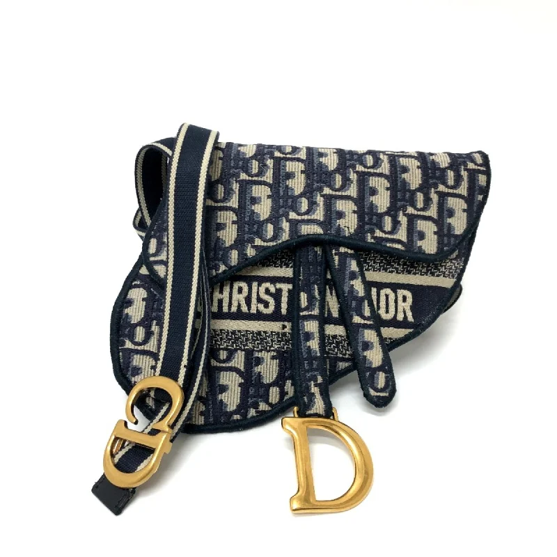 CHRISTIAN DIOR S5632CRIW saddle flat belt pouch Waist Pouch Navy GoldHardware