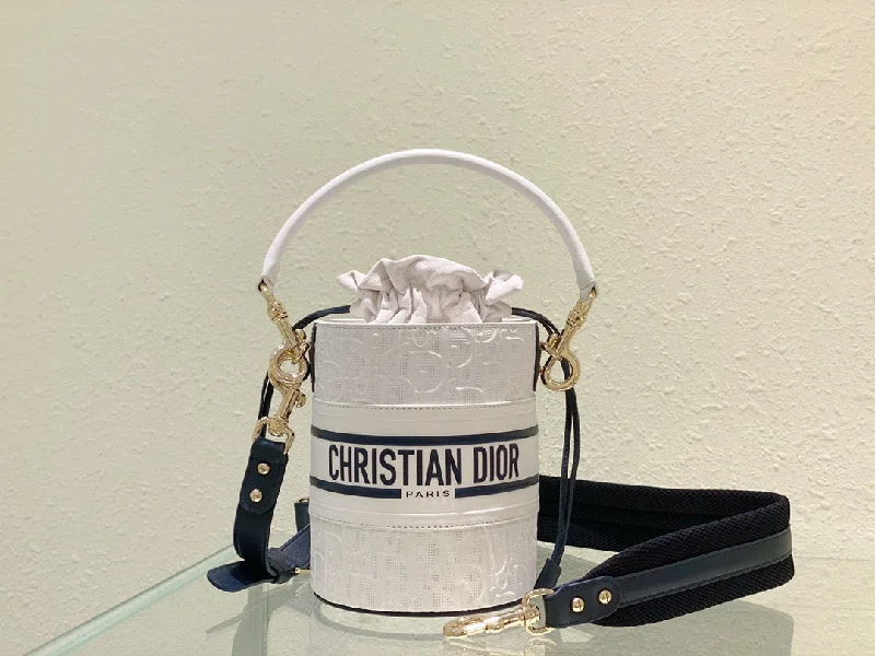 Christian Dior Small Vibe Bucket Bag White