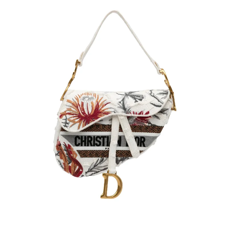 Dior Medium Embroidered Floral Saddle (SHG-E6zsDH)