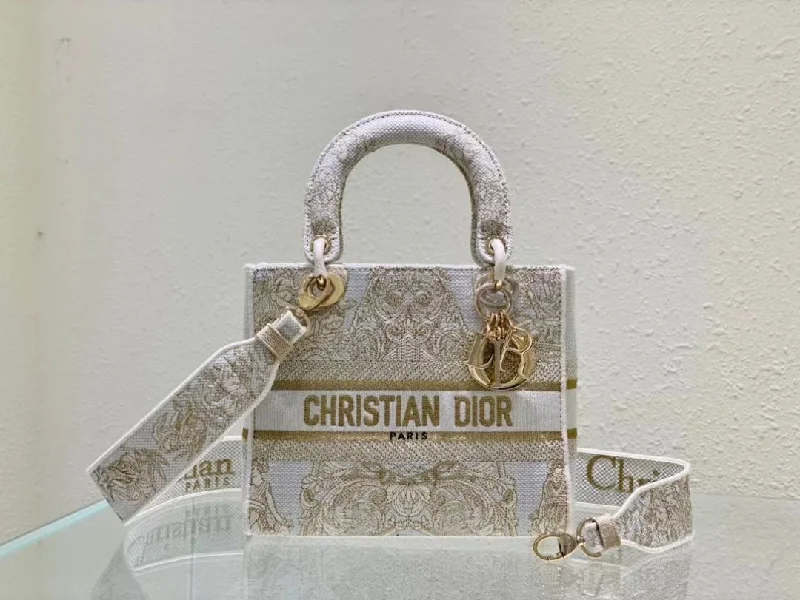 Christian Dior MeChristian Diorum Lady D-Lite Bag, Beige Handbags, Crossbody Bags, 24cm