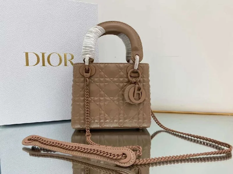 Christian Dior Mini Lady Bag Cannage with Beaded Motif, Brown, For Women  Handbags, Crossbody Bags, 18cm