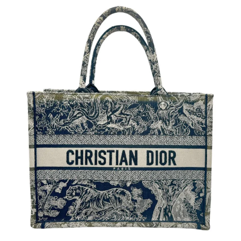 Christian Dior Tote Bag Handbag Book Canvas Navy Off-White Women's n0057