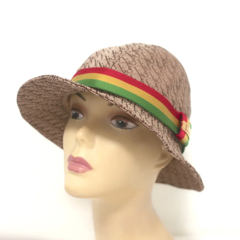 Christian Dior Rasta Bucket Hat Tan Trotter Canvas Size 57