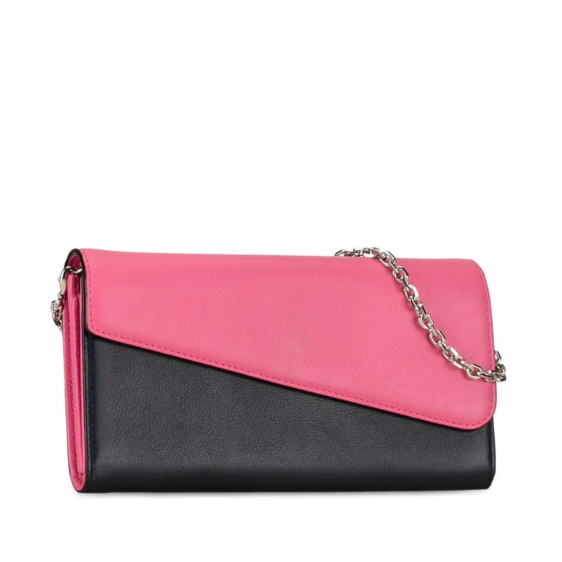 Dior Long Wallet Chain Wallet Pink Navy Leather  Dior ()