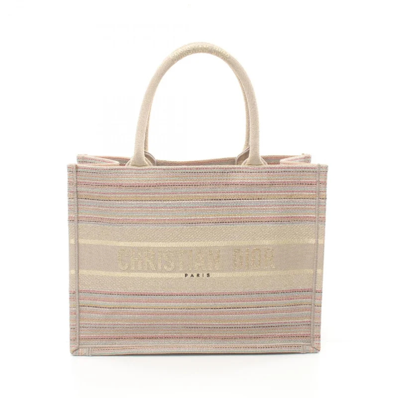 Christian Dior Dior BO TOTE Book Tote Medium Bag Canvas Women's Beige Multicolor