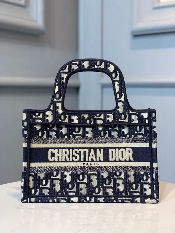 Christian Dior Mini Book Tote Bag Blue By Maria Grazia Chiuri For Women 9in/22cm  S5475ZRIW_M928