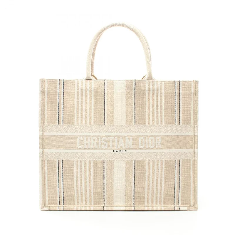 Christian Dior BO TOTE Large Tote Bag Canvas Women's Beige White Black M1286Z