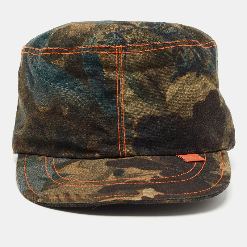 DIOR Vintage Green Printed Cotton & Linen Hat M